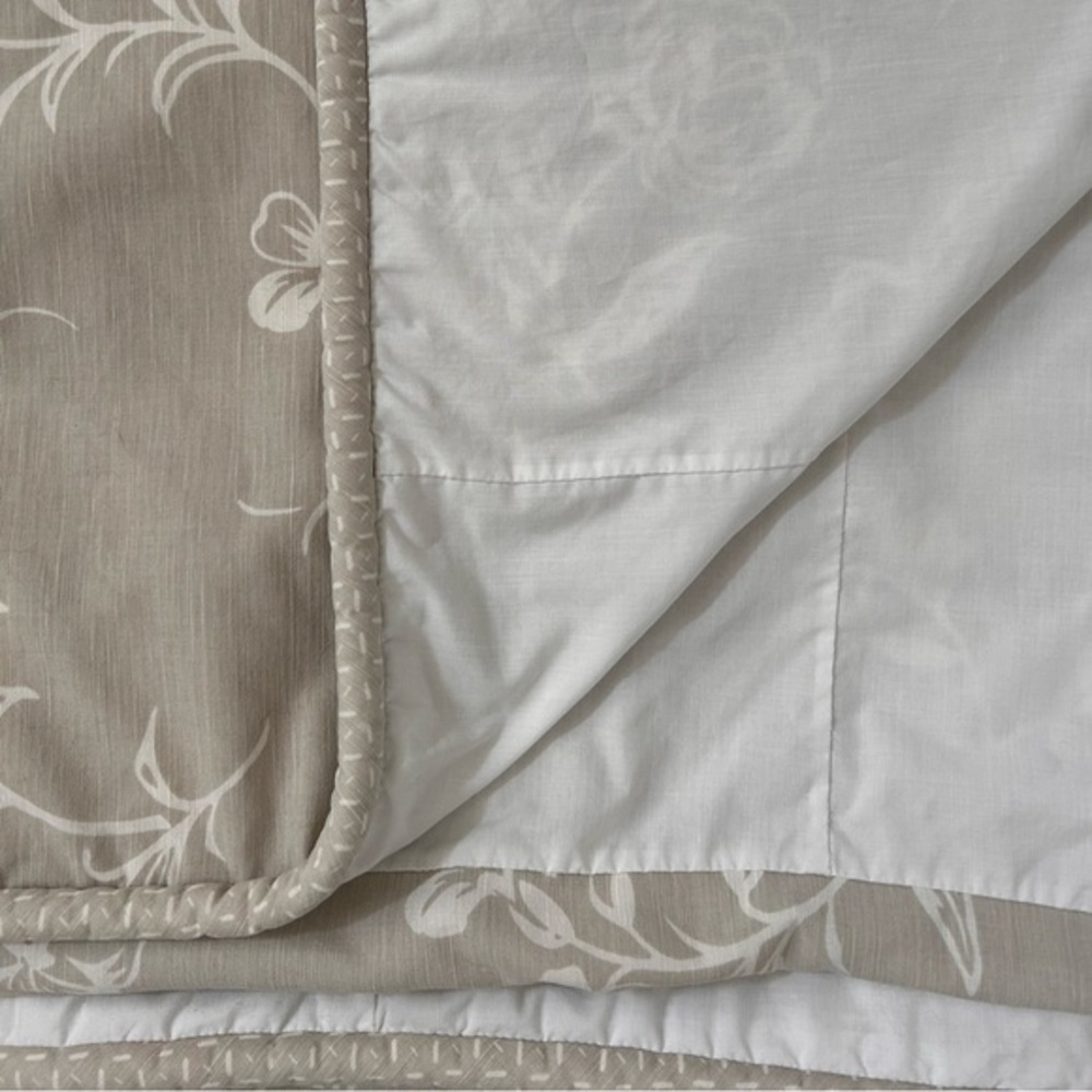 Duvet Cover Double Bed, Flowers, Gray/Beige and White